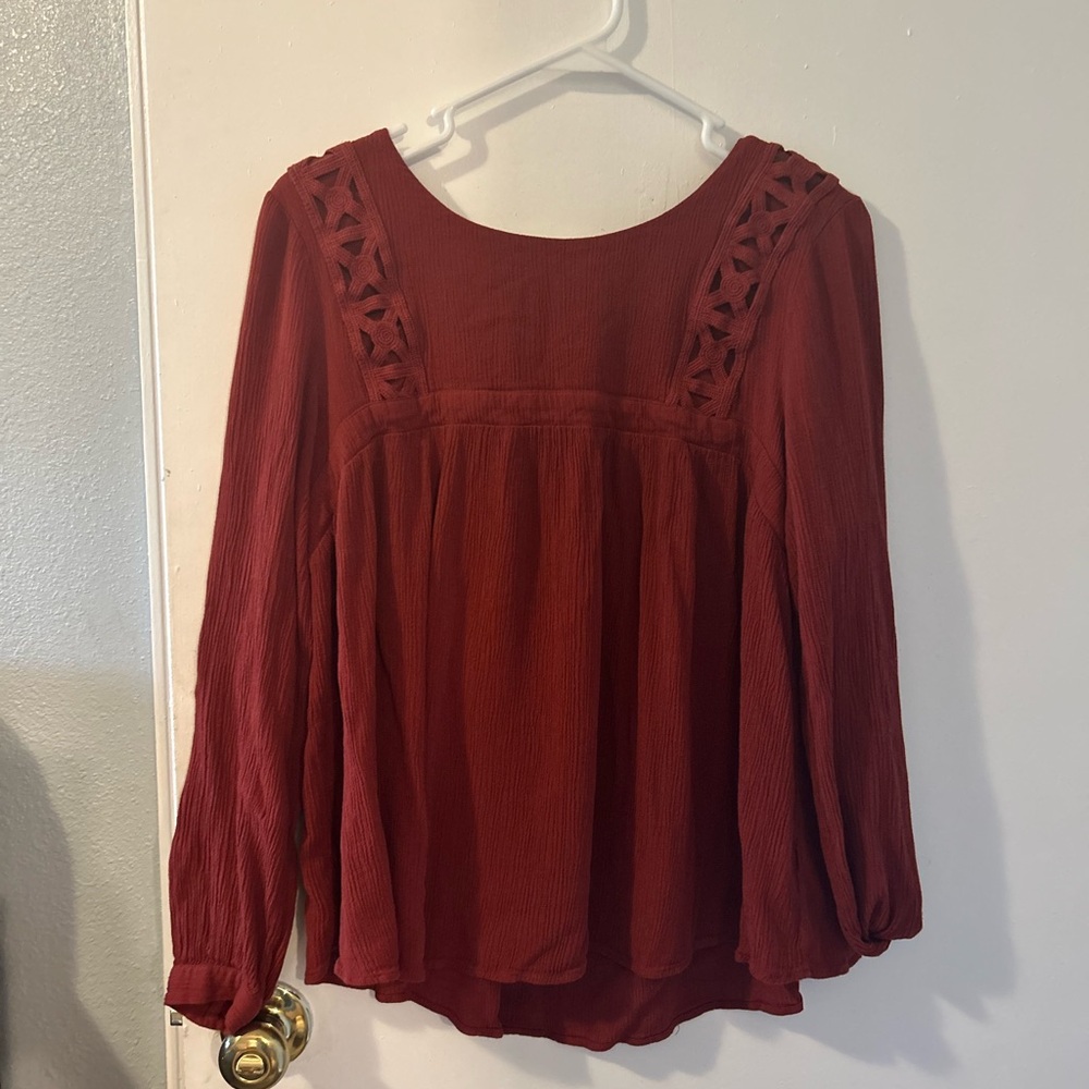 Chic Burgundy Blouse with Cutout Details